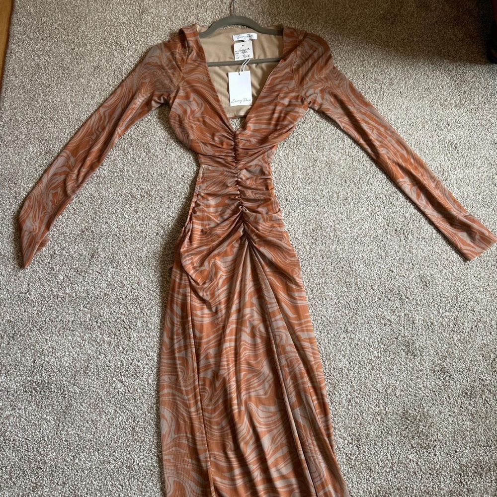 Emory Park Orange Swirl Cut Out Dress